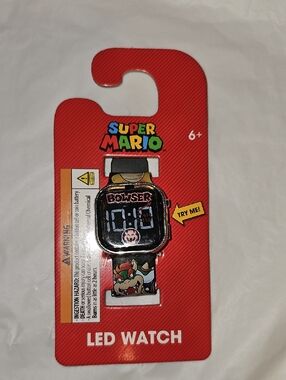 Nintendo Super Mario Bowser LED Watch Black Printed Strap New